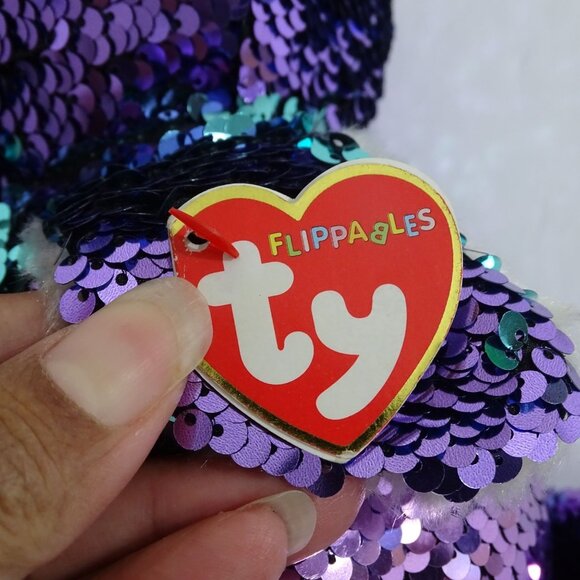 Ty Flippables Moonlight Owl Sequin Purple Green Stuffed Animal Plush Soft Toy 9" - Picture 4 of 16